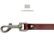 Повідець Cristel для собак тришаровий, з фурнітурою і заклепками, шкіра, 12 мм, білий