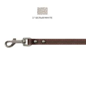 Поводок Cristel для собак, кожа зенит перламутровая, лакированный, прошитый, 12 мм / 140 см, белый