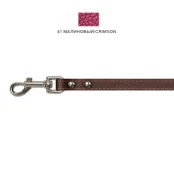 Поводок Cristel для собак, кожа зенит перламутровая, лакированный, прошитый, 12 мм / 140 см, малиновый