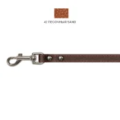 Поводок Cristel для собак, кожа зенит перламутровая, лакированный, прошитый, 12 мм / 140 см, песок