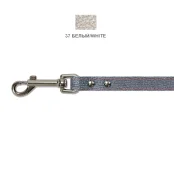 Поводок Cristel для собак, кожа зенит перламутровая, лакированный, прошитый, 14 мм / 140 см, белый