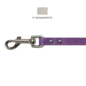 Поводок Cristel для собак, кожа зенит перламутровая, лакированный, прошитый, 16 мм / 130 см, белый