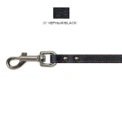 Поводок Cristel для собак, кожа зенит, двухлицевой, 14 мм / 140 см, чёрный