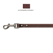 Поводок Cristel для собак, кожа зенит, лакированный, прошитый, 12 мм / 140 см, коньяк