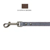 Поводок Cristel для собак, кожа зенит, лакированный, прошитый, 14 mm / 140 см, коричневый