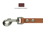 Поводок Cristel для собак, кожа зенит, лакированный, прошитый, двухлицевой, 20 мм / 130 см, коньяк