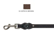 Поводок Cristel для собак, кожа зенит, лакированный, прошитый, с проплётом, карабин №1, 12 мм / 140 см, коричневый