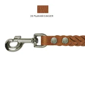 Поводок Cristel для собак, кожа зенит, прошитый, "колосок крупный", 20 мм / 130 см, рыжий