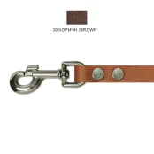 Поводок Cristel для собак, кожа зенит, прошитый, двухлицевой, 20 мм / 130 см, коричневый