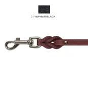 Поводок Cristel для собак, кожа зенит, прошитый, двухлицевой, с проплётом, 14 мм / 135 см, чёрный