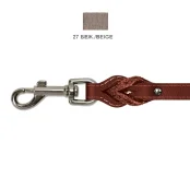 Поводок Cristel для собак, кожа зенит, с проплётом, 16 мм / 130 см, бежевый