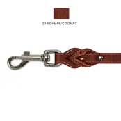 Поводок Cristel для собак, кожа зенит, с проплётом, 16 мм / 130 см, коньяк