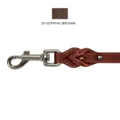 Поводок Cristel для собак, кожа зенит, с проплётом, 16 мм / 130 см, кричневый