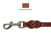 Поводок Cristel для собак, кожа зенит, с проплётом, 16 мм / 130 см, рыжий