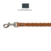 Поводок Cristel для собак, кожаный, "колосок малый", 12 мм / 130 см, чёрный