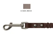 Поводок Cristel для собак, кожаный, "колосок средний", 18 мм / 130 см, бежевый