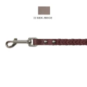 Поводок Cristel для собак, кожаный, "колосок-квадрат малый", 12 мм / 125 см, бежевый