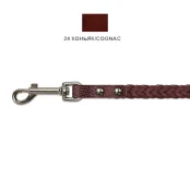 Поводок Cristel для собак, кожаный, "колосок-квадрат малый", 12 мм / 125 см, коньяк