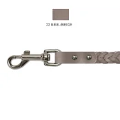 Поводок Cristel для собак, кожаный, "колосок-квадрат средний", 18 мм / 130 см, бежевый