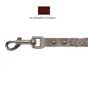 Поводок Cristel для собак, кожаный, "колосок-квадрат средний", 18 мм / 130 см, коньяк