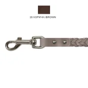 Поводок Cristel для собак, кожаный, "колосок-квадрат средний", 18 мм / 130 см, коричневый