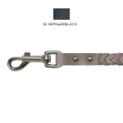 Поводок Cristel для собак, кожаный, "колосок-квадрат средний", 18 мм / 130 см, чёрный