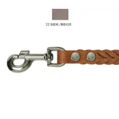 Поводок Cristel для собак, кожаный, прошитый, "колосок крупный", 20 мм / 130 см, бежевый