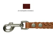 Поводок Cristel для собак, кожаный, прошитый, "колосок крупный", 20 мм / 130 см, коньяк
