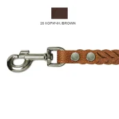 Поводок Cristel для собак, кожаный, прошитый, "колосок крупный", 20 мм / 130 см, коричневый