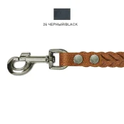 Поводок Cristel для собак, кожаный, прошитый, "колосок крупный", 20 мм / 130 см, чёрный