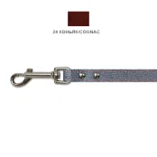 Поводок Cristel для собак, кожаный, прошитый, 14 мм / 140 см, коньяк