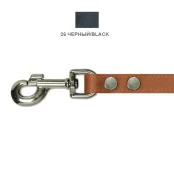 Поводок Cristel для собак, кожаный, прошитый, двухлицевой, 20 мм / 130 см, чёрный