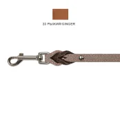 Поводок Cristel для собак, кожаный, прошитый, с проплётом, карабин №7, 12 мм / 140 см, рыжий