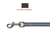 Поводок Cristel для собак, кожаный, прошитый, светоотражающий, 12 мм / 140 см, коричневый