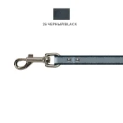 Поводок Cristel для собак, кожаный, прошитый, светоотражающий, 12 мм / 140 см, чёрный