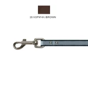 Поводок Cristel для собак, кожаный, прошитый, светоотражающий, 14 мм / 140 см, коричневый