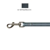 Поводок Cristel для собак, кожаный, прошитый, светоотражающий, 14 мм / 140 см, чёрный