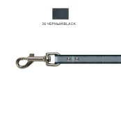 Поводок Cristel для собак, кожаный, прошитый, светоотражающий, 16 мм / 130 см, чёрный