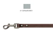 Повідець Cristel для собак, натуральна шкіра, прошитий, 12 мм / 140 см, сірий