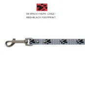 Повідець Cristel для собак, нейлон, візерунок "чорний слід", 15 мм / 1.5 м, червоний