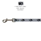 Повідець Cristel для собак, нейлон, візерунок "чорний слід", 15 мм / 1.5 м, сірий