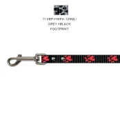 Повідець Cristel для собак, нейлон, візерунок "чорний слід", 15 мм / 2 м, сірий