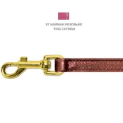 Повідець Cristel для собак, тришаровий, з фурнітурою "золото", принт "кайман", 12 мм, шкіра, рожевий