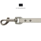 Повідець Cristel для собак, тришаровий, з фурнітурою і заклепками, 15 мм, шкіра, чорний