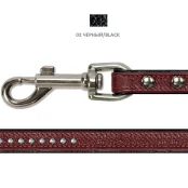 Повідець Cristel для собак, тришаровий, з фурнітурою, заклепками і стразами, 15 мм, шкіра, чорний