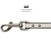 Повідець Cristel для собак, чотиришаровий, з фурнітурою і заклепками, 15 мм, шкіра, біло-чорний