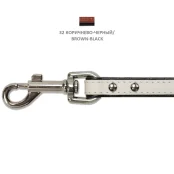 Повідець Cristel для собак, чотиришаровий, з фурнітурою і заклепками, 15 мм, шкіра, коріч.-чорний