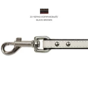 Повідець Cristel для собак, чотиришаровий, з фурнітурою і заклепками, 15 мм, шкіра, чорно-корич.