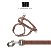 Шлейка с поводком Cristel для собак, нейлон, 10 мм / 26-38 см / 26-38 см, чёрный