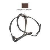 Шлейка Cristel для собак, кожа зенит, прошитая, 12 мм / 32 см / 38-48 см, коричневый